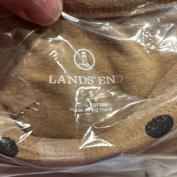 Land's End | Women’s Tan Black Polka Dot Boat Neck Cotton Sweater Top Size S - Picture 14 of 15